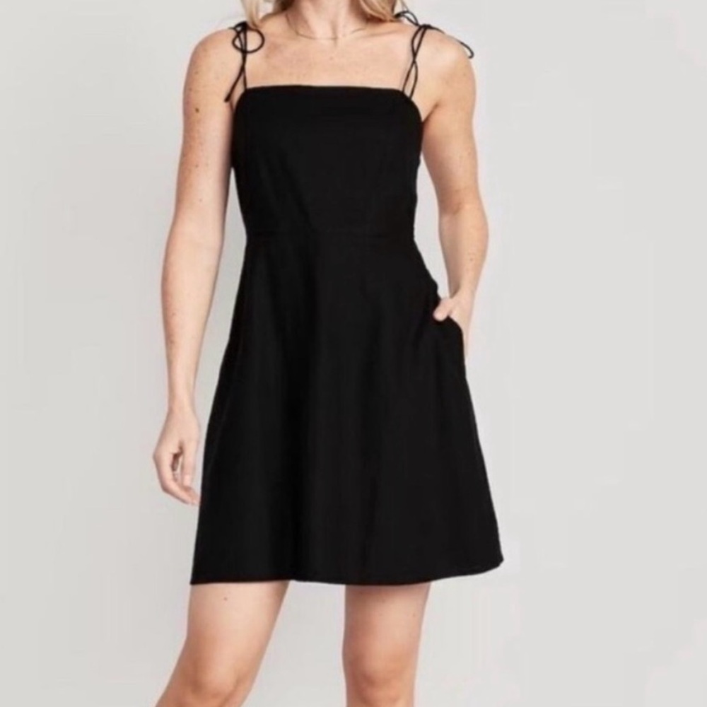 Old Navy Fit & Flare Tie Shoulder Linen Dress Size M